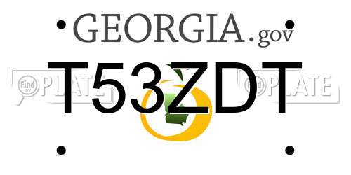 T53ZDT Georgia License Plate