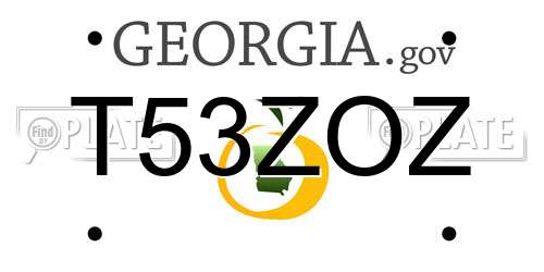 T53ZOZ Georgia License Plate