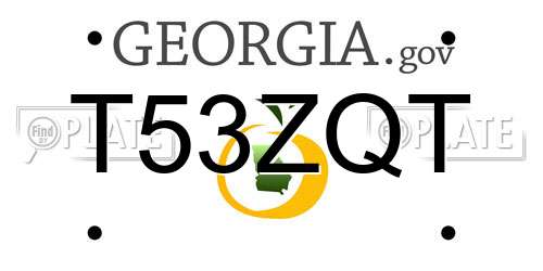 T53ZQT Georgia License Plate