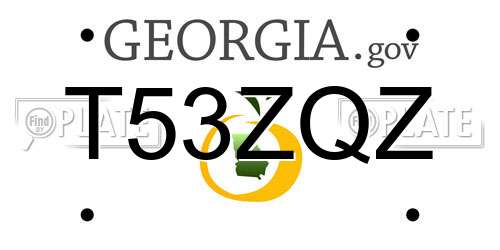 T53ZQZ Georgia License Plate