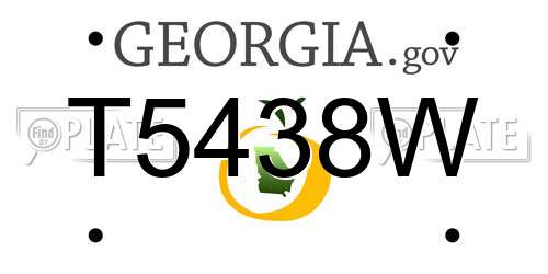 T5438W Georgia License Plate