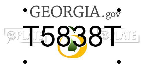 T5838T Georgia License Plate