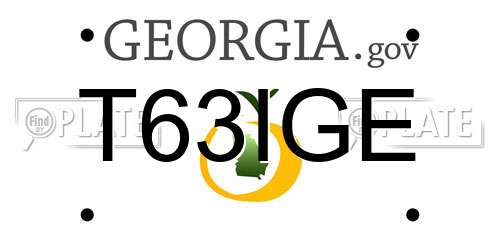 T63IGE Georgia License Plate