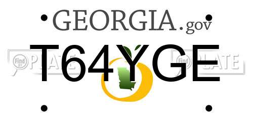 T64YGE Georgia License Plate