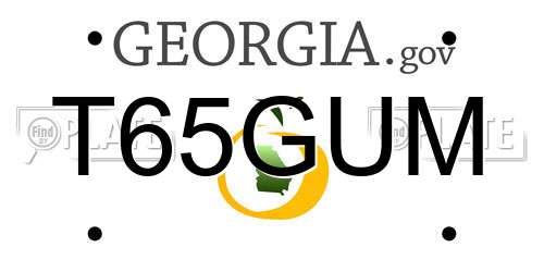 T65GUM Georgia License Plate