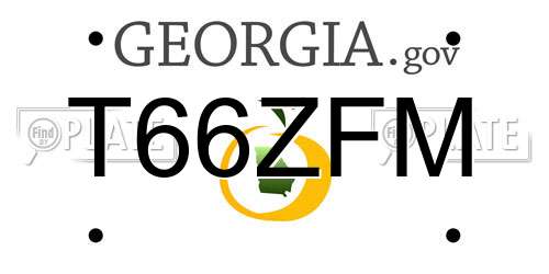 T66ZFM Georgia License Plate