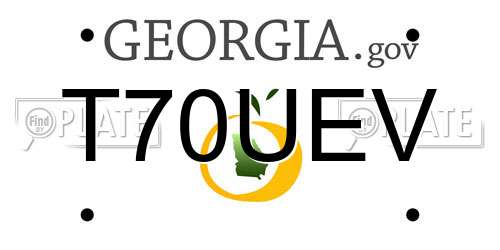 T70UEV Georgia License Plate