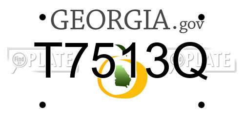 T7513Q Georgia License Plate
