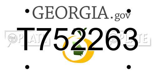 T752263 Georgia License Plate