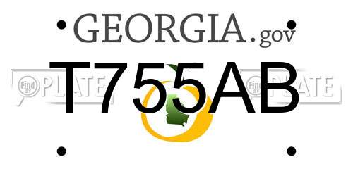 T755AB Georgia License Plate