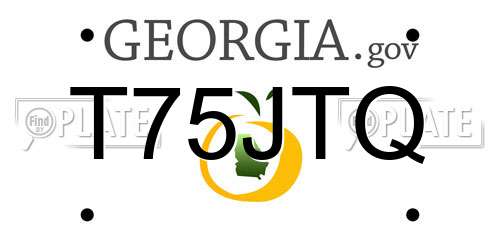 T75JTQ Georgia License Plate