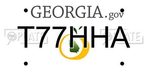 T77HHA Georgia License Plate