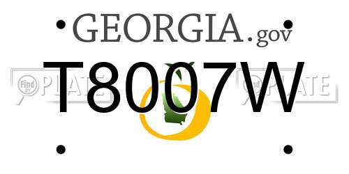 T8007W Georgia License Plate