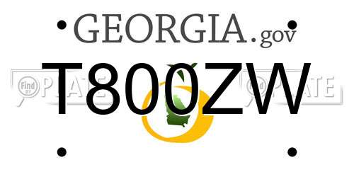 T800ZW Georgia License Plate