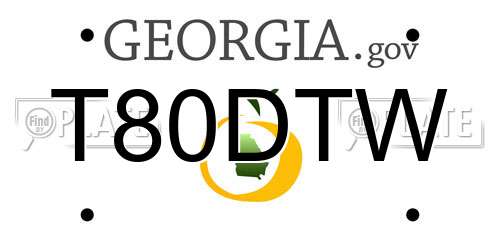 T80DTW Georgia License Plate