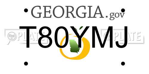 T80YMJ Georgia License Plate