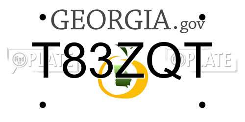 T83ZQT Georgia License Plate