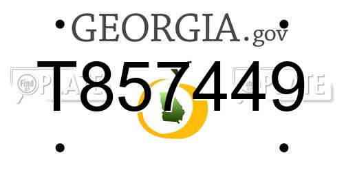 T857449 Georgia License Plate