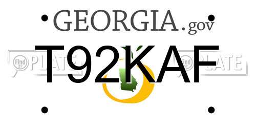 T92KAF Georgia License Plate