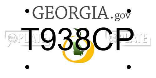 T938CP Georgia License Plate