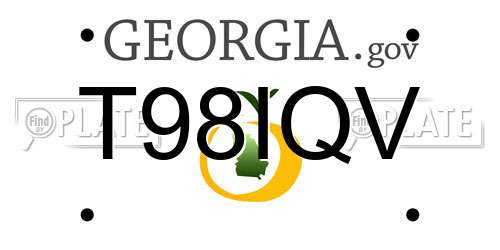 T98IQV Georgia License Plate
