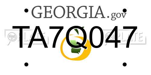 TA7Q047 Georgia License Plate