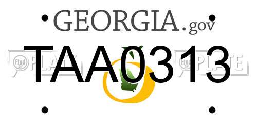 TAA0313 Georgia License Plate