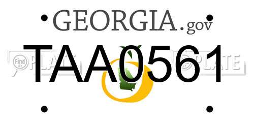 TAA0561 Georgia License Plate