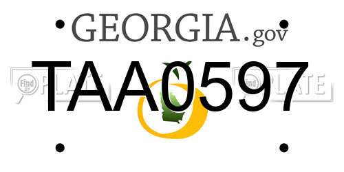 TAA0597 Georgia License Plate