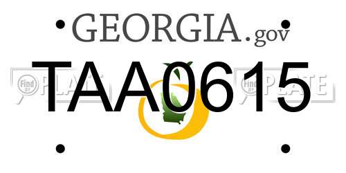 TAA0615 Georgia License Plate