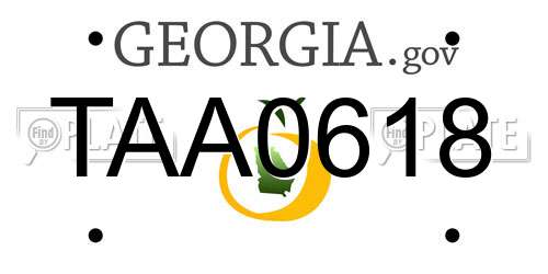 TAA0618 Georgia License Plate