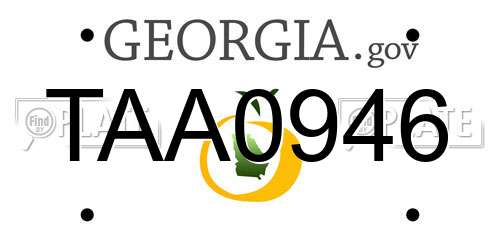 TAA0946 Georgia License Plate