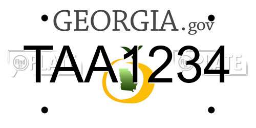 TAA1234 Georgia License Plate