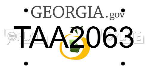 TAA2063 Georgia License Plate