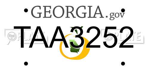 TAA3252 Georgia License Plate