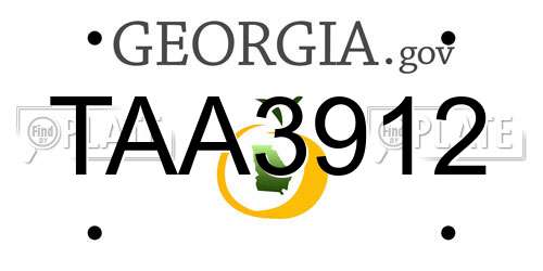 TAA3912 Georgia License Plate