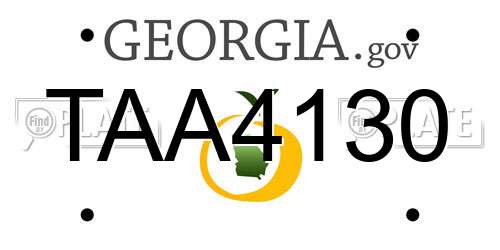 TAA4130 Georgia License Plate