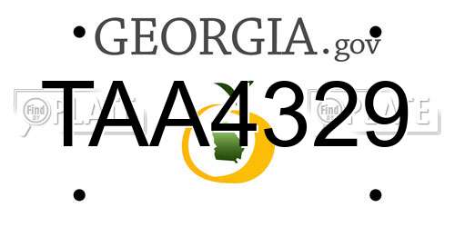 TAA4329 Georgia License Plate