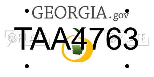 TAA4763 Georgia License Plate