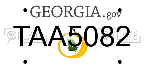 TAA5082 Georgia License Plate
