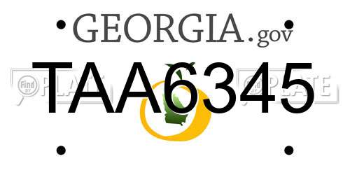 TAA6345 Georgia License Plate