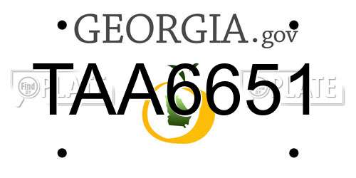 TAA6651 Georgia License Plate