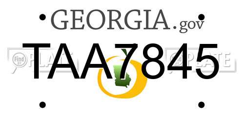 TAA7845 Georgia License Plate