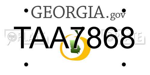 TAA7868 Georgia License Plate