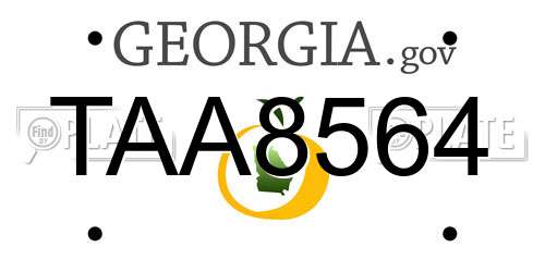 TAA8564 Georgia License Plate