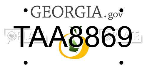 TAA8869 Georgia License Plate