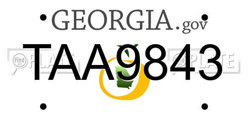 TAA9843 Georgia License Plate