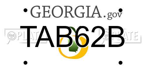 TAB62B Georgia License Plate