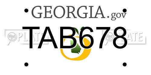 TAB678 Georgia License Plate