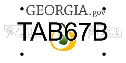 TAB67B Georgia License Plate